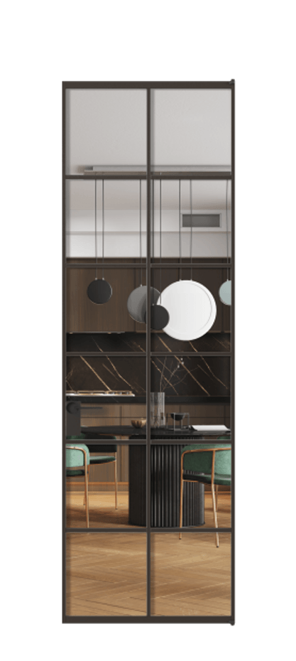 Алюминиевая дверь АЛПЛ040.05 Алюминий антрацит Прозрачное стекло "Кристал Вижн", калёное Цена 134930  | Volhovec