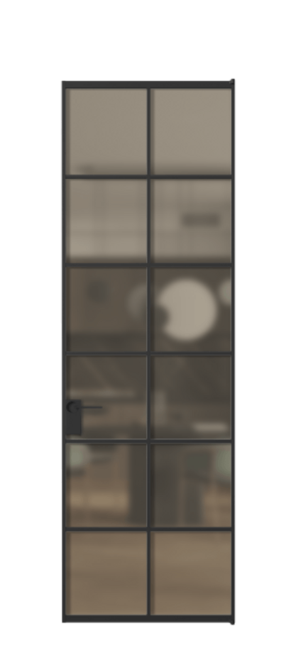 Алюминиевая дверь АЛПЛ040.05 Алюминий Черный Сатинированное бронзовое стекло, триплекс Цена 124530  | Volhovec