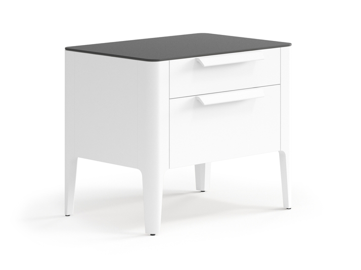 Мебель Тумба прикроватная Пьега 2 ящика. Цвет Матовый светло-серый. Материал Гладкая эмаль. Коллекция Тумба прикроватная Пьега 2 ящика. Картинка.