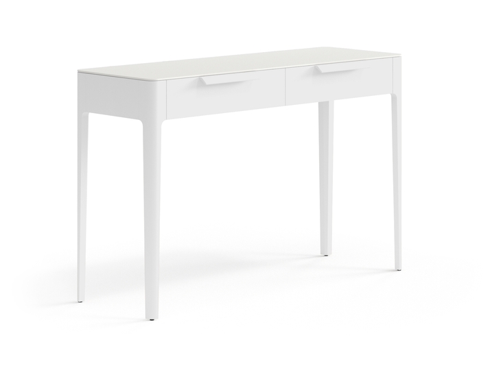 Мебель Консоль Пьега 2 ящика. Цвет Матовый белоснежный. Материал Гладкая эмаль. Коллекция Консоль Пьега 2 ящика. Картинка.