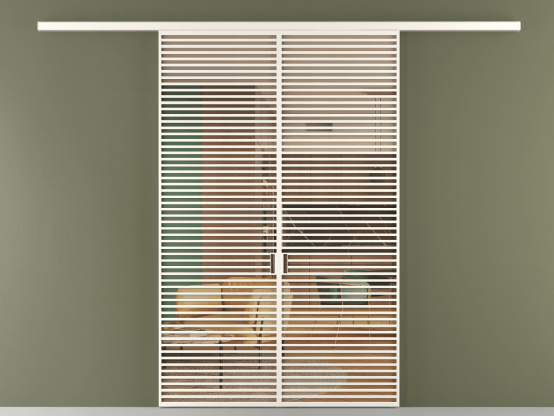 Алюминевая перегородка vd2_07_ Алюминий пудровый белый Прозрачное оранжевое стекло, триплекс, 6мм. Цвет Алюминий пудровый белый. Материал Алюминий в эмали. Коллекция Перегородка Formato вдоль стены 2 створки. Картинка.