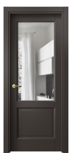 Межкомнатная дверь 1422 МАН Прозрачное стекло. Цвет Матовый антрацит. Материал Гладкая эмаль. Коллекция Galant. Фото. Дверь межкомнатная 1422 МАН Прозрачное стекло. Цвет Матовый антрацит. Материал Гладкая эмаль. Коллекция Galant. Картинка.