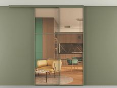 Перегородка Формато вдоль стены на потолок 2 створки с синхронным механизмом